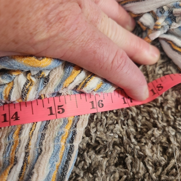 Angie Striped Smocked Peasant Boho Blouse Size Medium Milkmaid - Picture 13 of 15